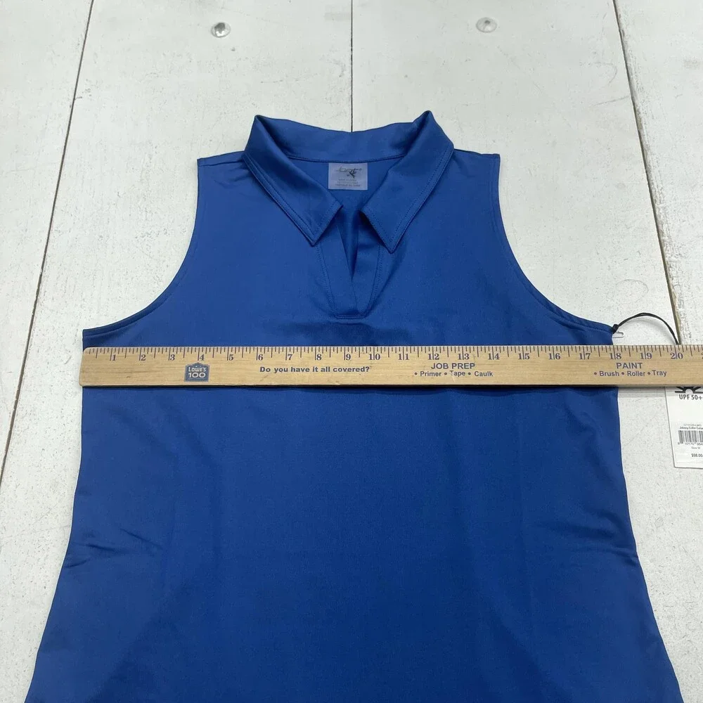 Jofit Polo Shirt Womens Medium Blue Sleeveless Johnny Collar UPF 50+ Golf Top - Picture 7 of 8